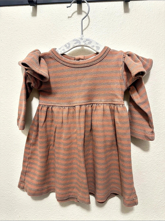 kate quinn Other - Kate Quinn Long Sleeve Ruffle Dress Baby Striped Dress 6-12M